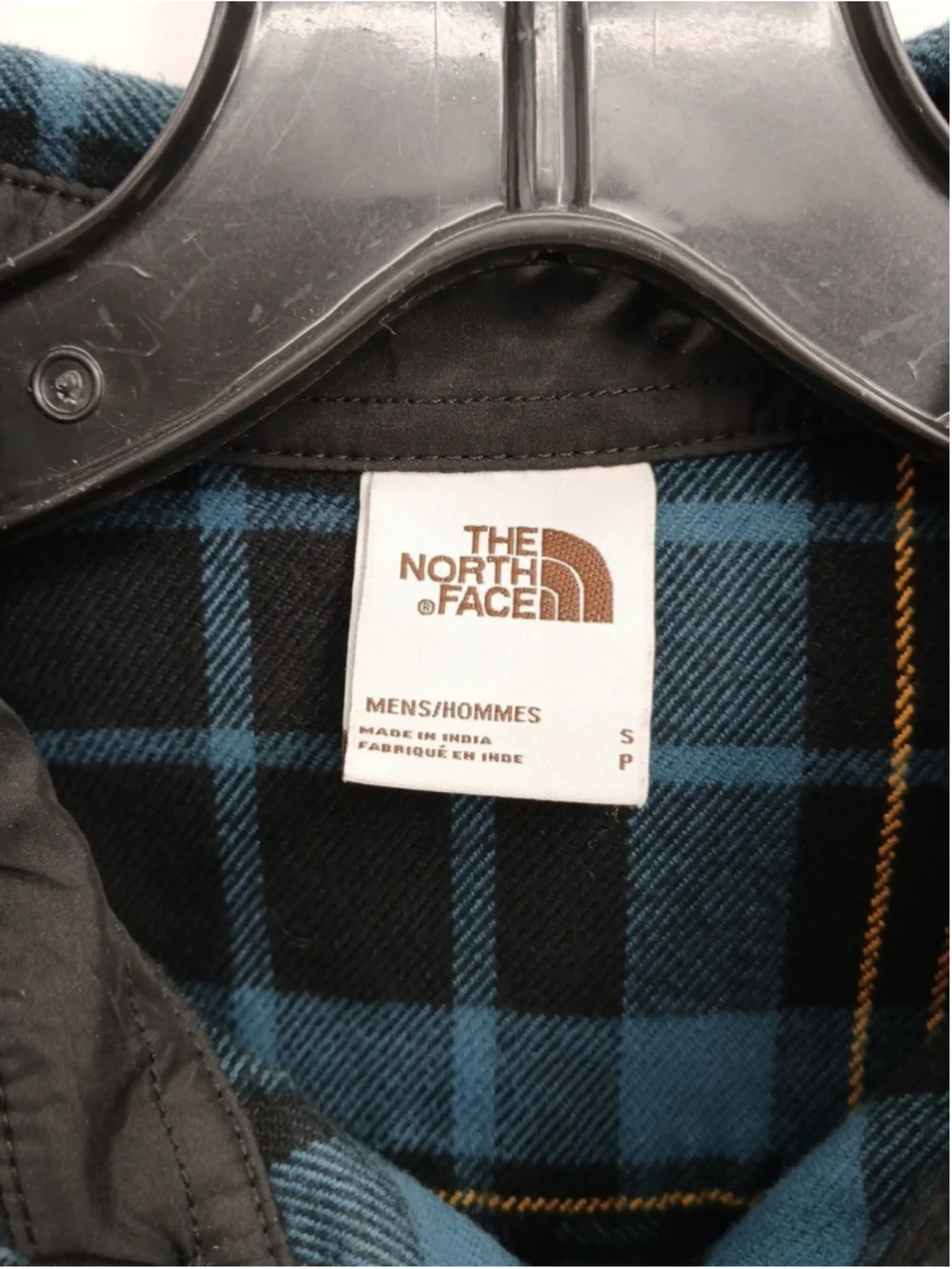 The North Face Long Sleeve Flannel Shirt Men's Small Blue/Yellow Plaid Outdoors